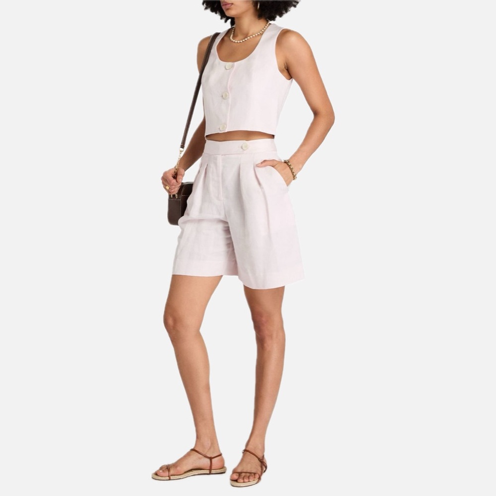 DEREK LAM 10 CROSBY
Leo cropped linen and Lyocell-blend twill vest light pink